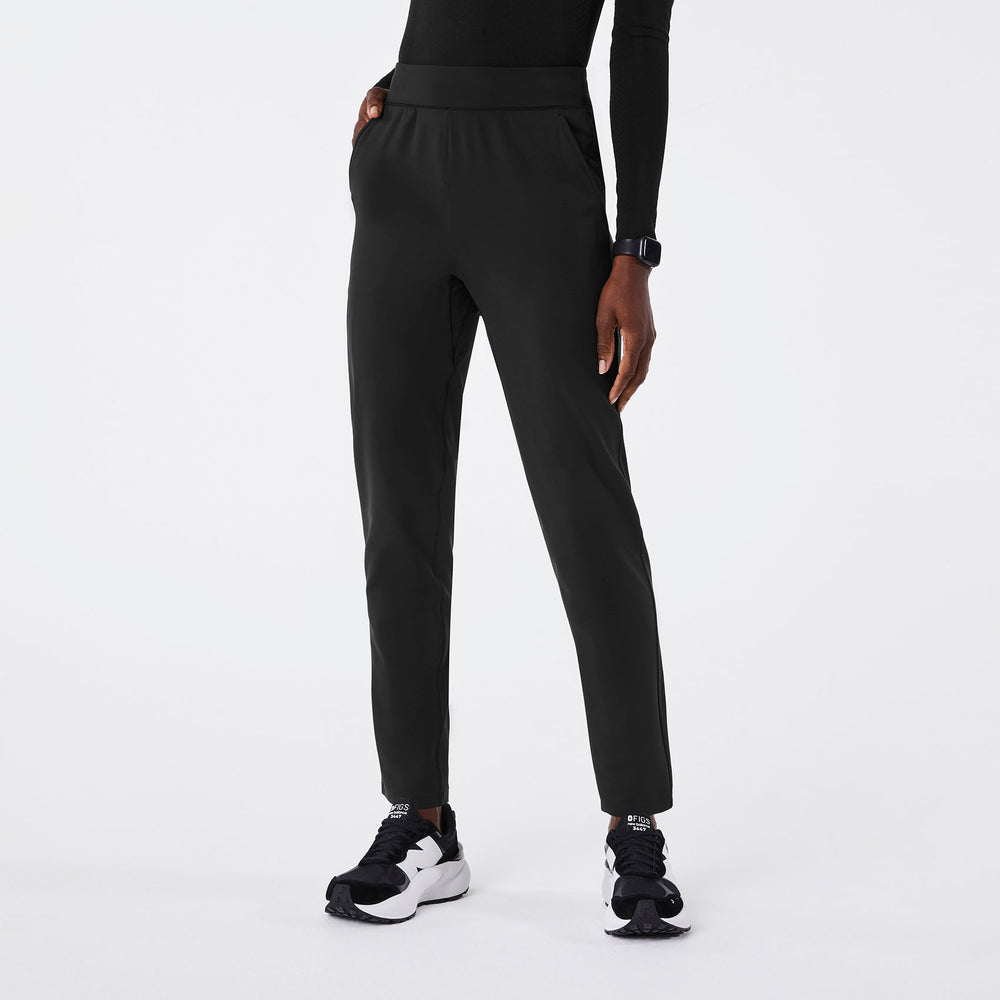 women's Black High-Rise ContourKnit Scrub Pant