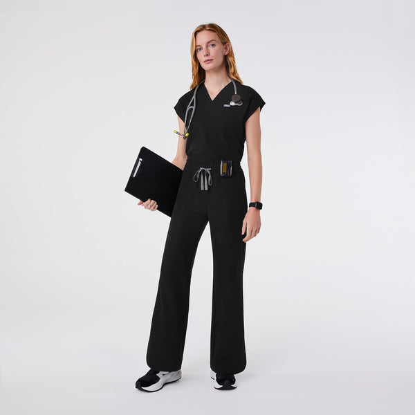 women's Black Marseille High-Rise Wide-Leg - Petite Scrub Pant