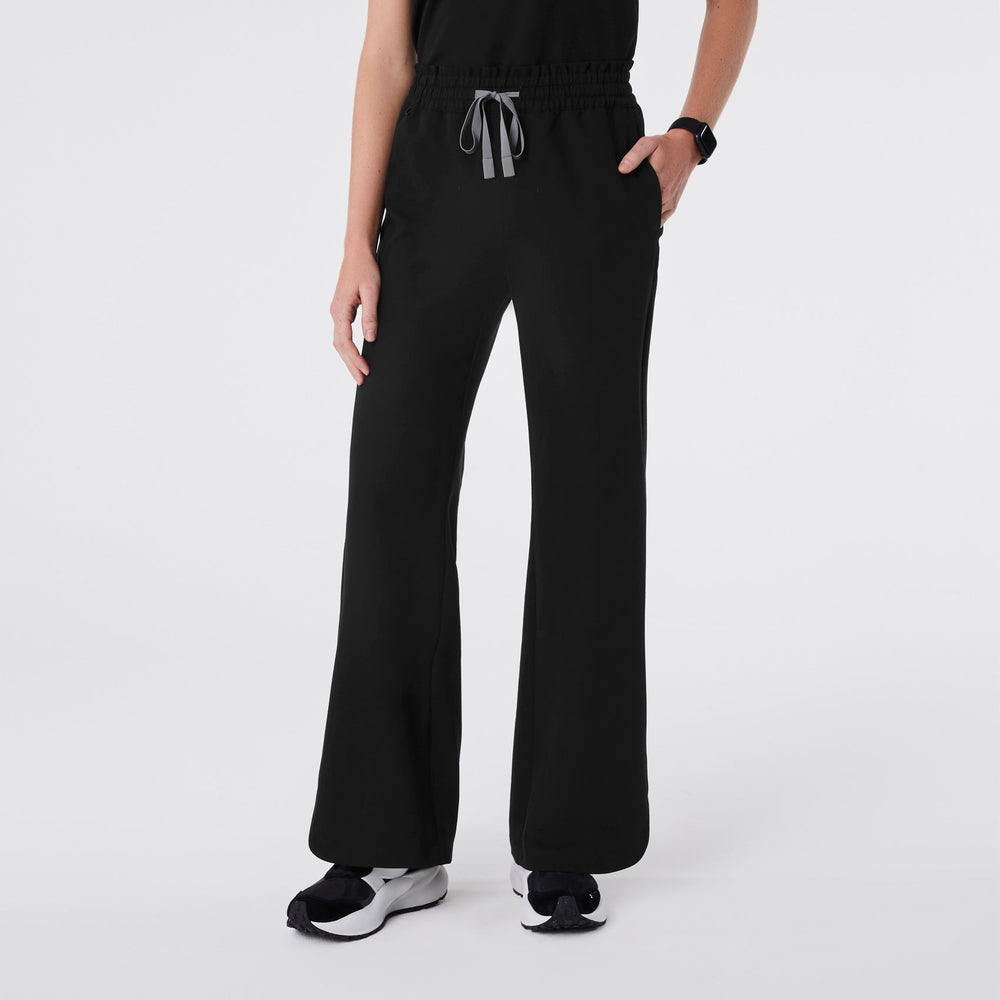 women's Black Marseille High-Rise Wide-Leg - Petite Scrub Pant