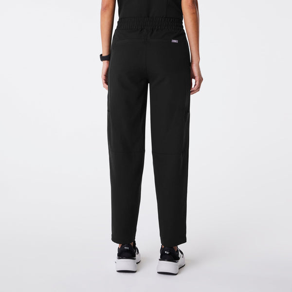 women's Black High-Rise Sheridan - Petite Relaxed Barrel-Leg Scrub Pant