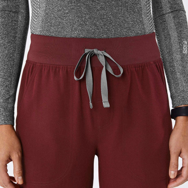 women's Burgundy Isabel High-Rise Wide-Leg - Petite Scrub Pant