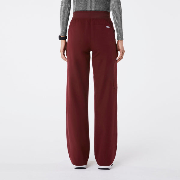women's Burgundy Isabel High-Rise Wide-Leg - Petite Scrub Pant