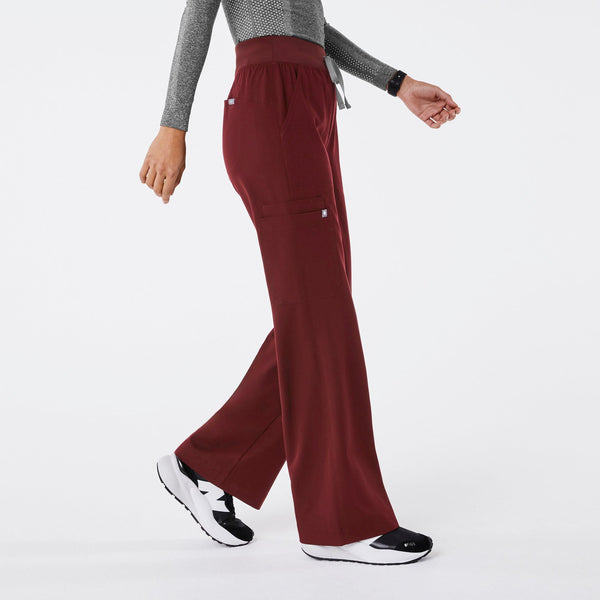 women's Burgundy Isabel High-Rise Wide-Leg - Petite Scrub Pant