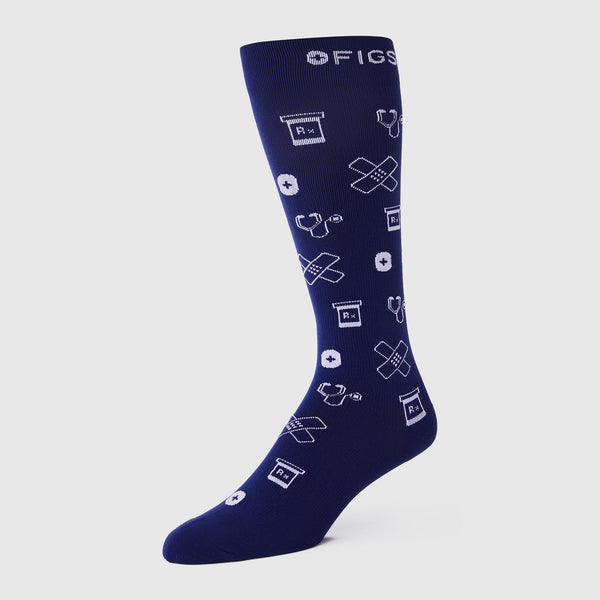 men's Navy Icon Drawings - Compression Socks