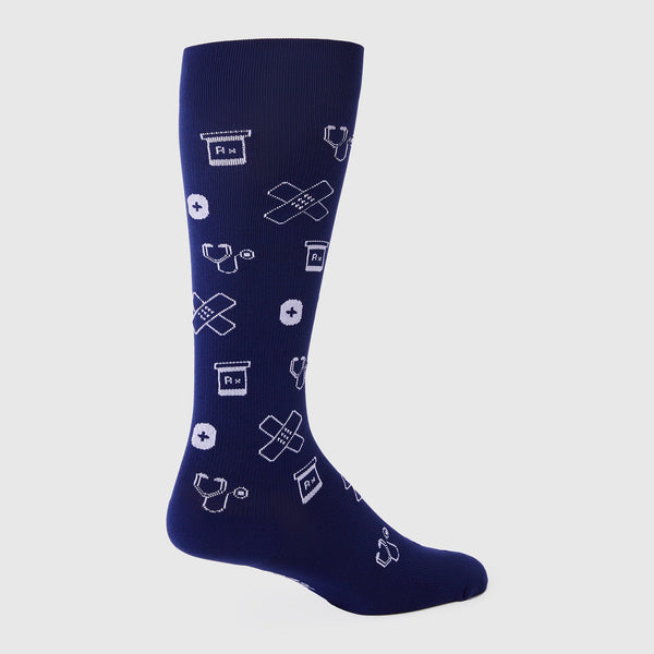 men's Navy Icon Drawings - Compression Socks