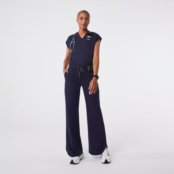 women's Navy Marseille High-Rise Wide-Leg - Petite Scrub Pant