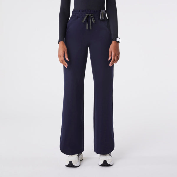 women's Navy Marseille High-Rise Wide-Leg - Petite Scrub Pant