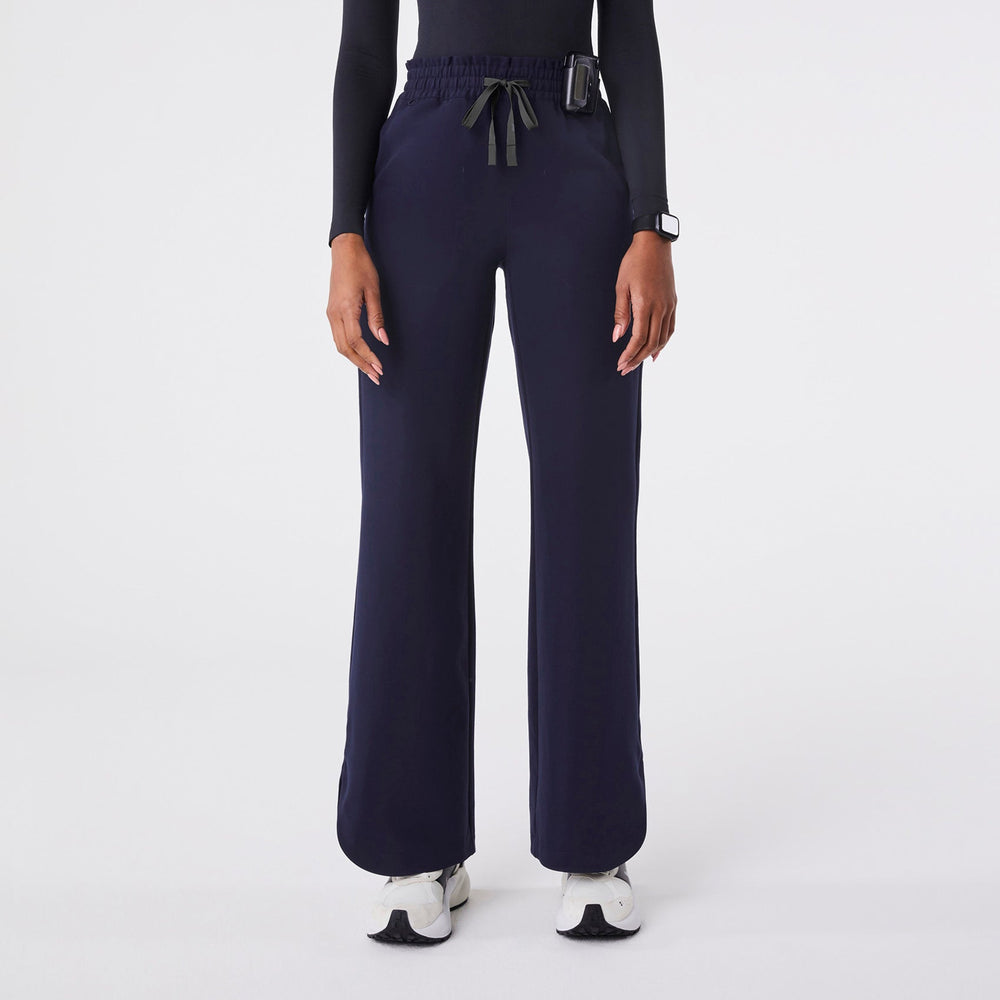 women's Navy Marseille High-Rise Wide-Leg - Tall Scrub Pant