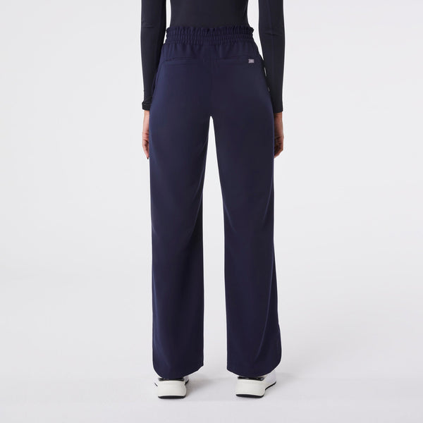 women's Navy Marseille High-Rise Wide-Leg - Petite Scrub Pant