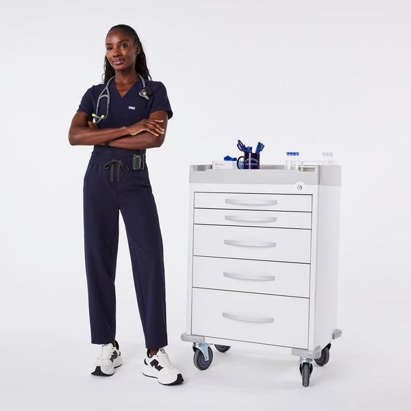 women's Navy High-Rise Sheridan - Relaxed Barrel-Leg Scrub Pant