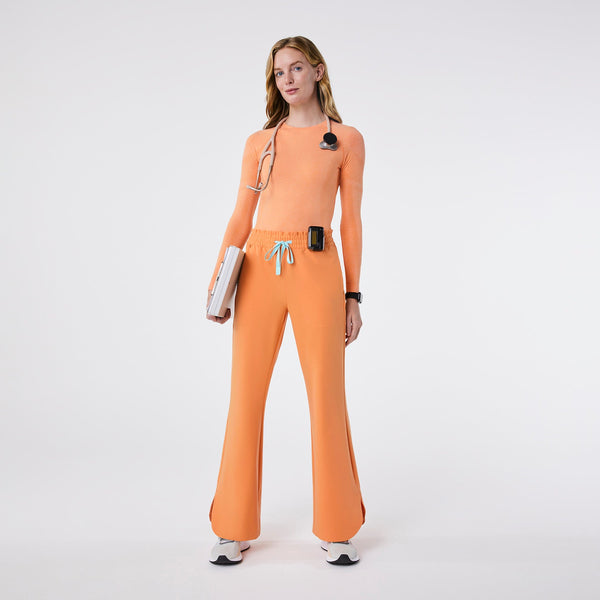 women's Shaka Orange Marseille High-Rise Wide-Leg - Petite Scrub Pant