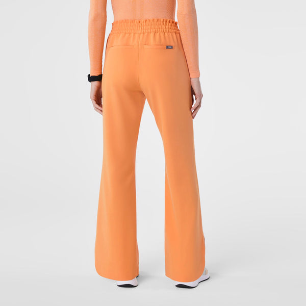 women's Shaka Orange Marseille High-Rise Wide-Leg - Petite Scrub Pant