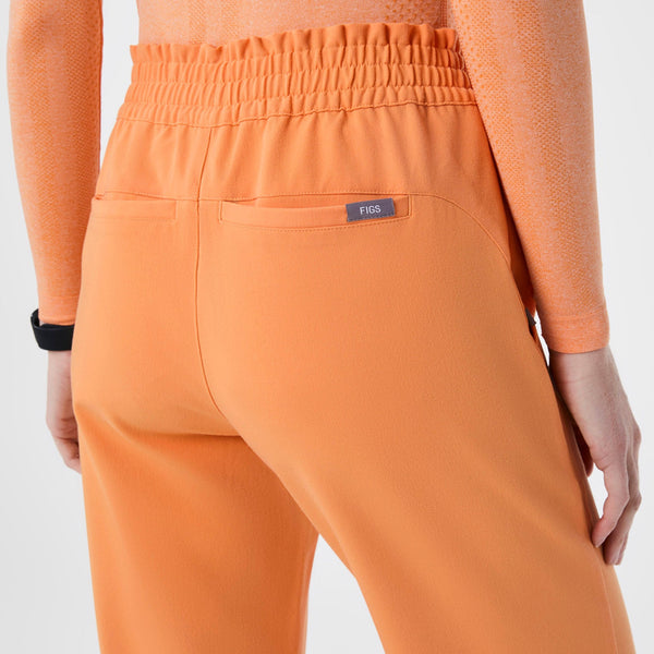 women's Shaka Orange Marseille High-Rise Wide-Leg - Petite Scrub Pant