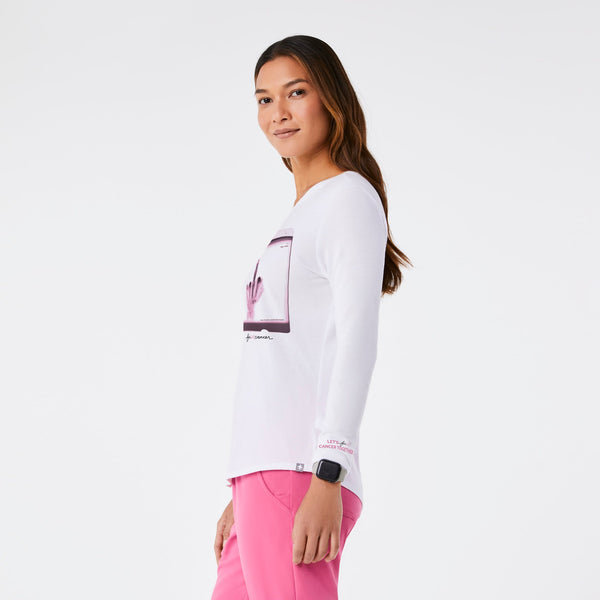 women's White F Cancer - Long-Sleeve Underscrub