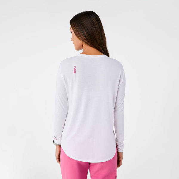 women's White F Cancer - Long-Sleeve Underscrub