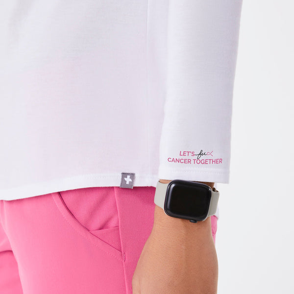 women's White F Cancer - Long-Sleeve Underscrub