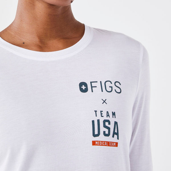 women's White FIGS x Team USA - Long-Sleeve Underscrub