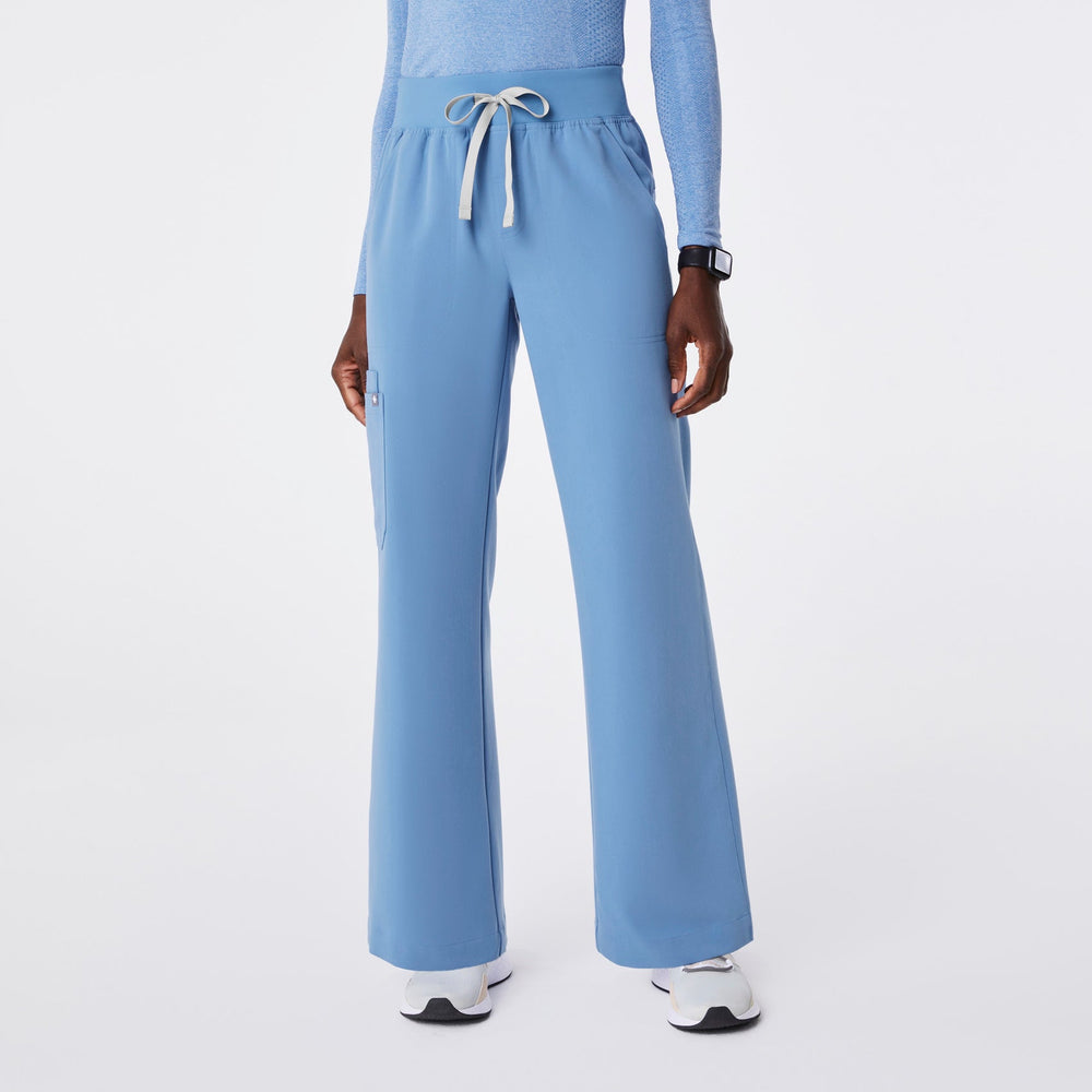 women's Ceil Blue Isabel High-Rise Wide-Leg - Petite Scrub Pant