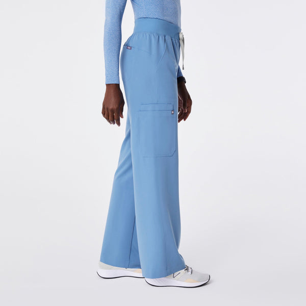 women's Ceil Blue Isabel High-Rise Wide-Leg - Petite Scrub Pant