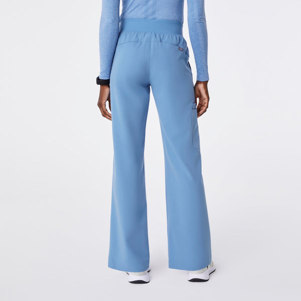 women's Ceil Blue Isabel High-Rise Wide-Leg - Petite Scrub Pant