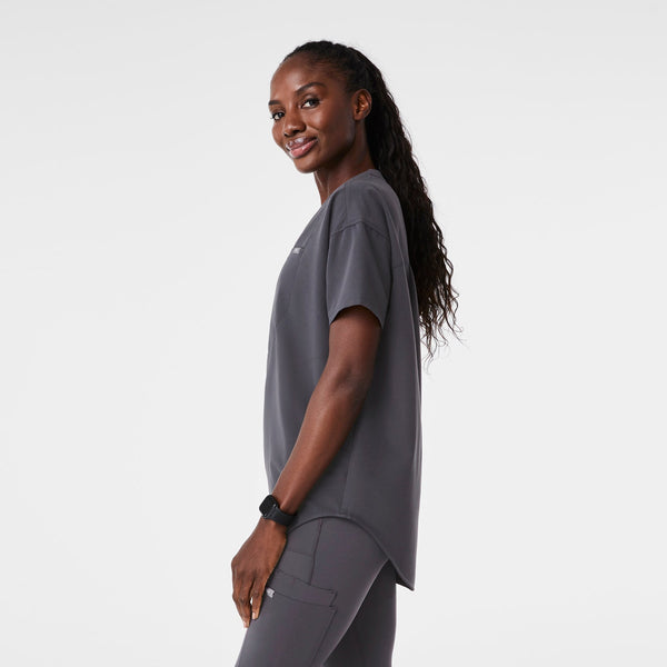 women's Charcoal Halle Short-Sleeve V-Neck Tunic - Scrub Top