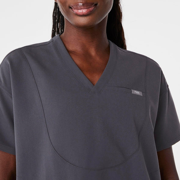 women's Charcoal Halle Short-Sleeve V-Neck Tunic - Scrub Top