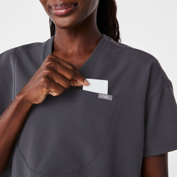 women's Charcoal Halle Short-Sleeve V-Neck Tunic - Scrub Top