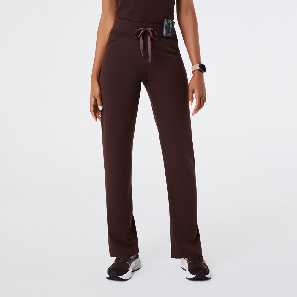 women's Espresso Livingston High-Rise- Petite Straight-Leg Scrub Pant™