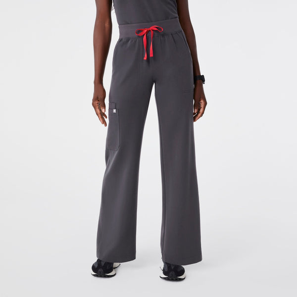 women's Charcoal Isabel High-Rise Wide-Leg - Petite Scrub Pant