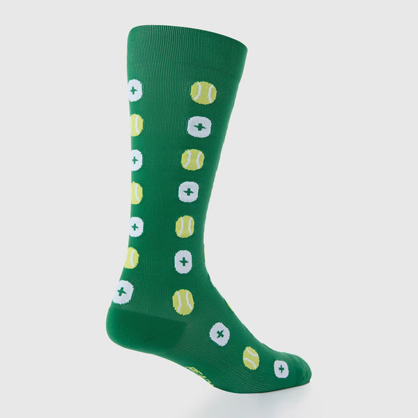 men's Match Point Green Tennis Ball All Over - Compression Socks