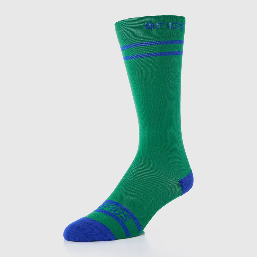 men's Match Point Green Tennis Stripe - Compression  Socks