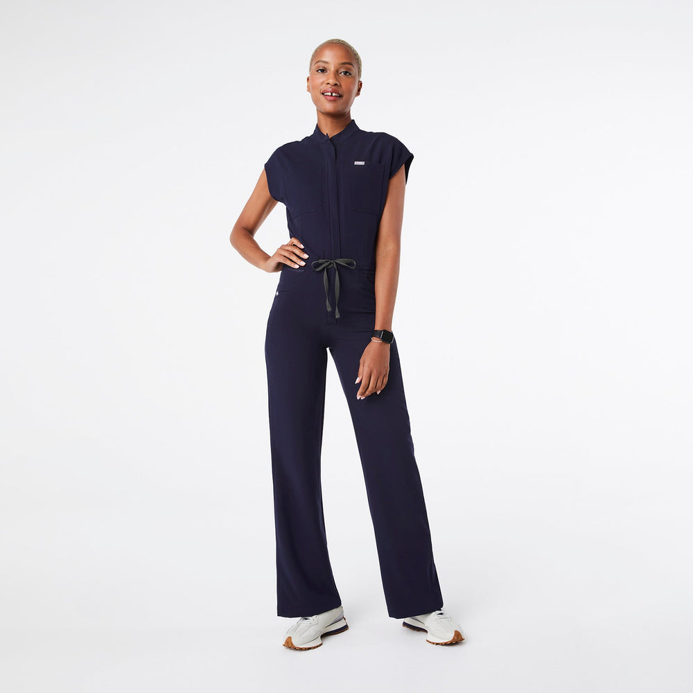 women's Navy Rafaela Wide-Leg - Petite ScrubJumpsuit™