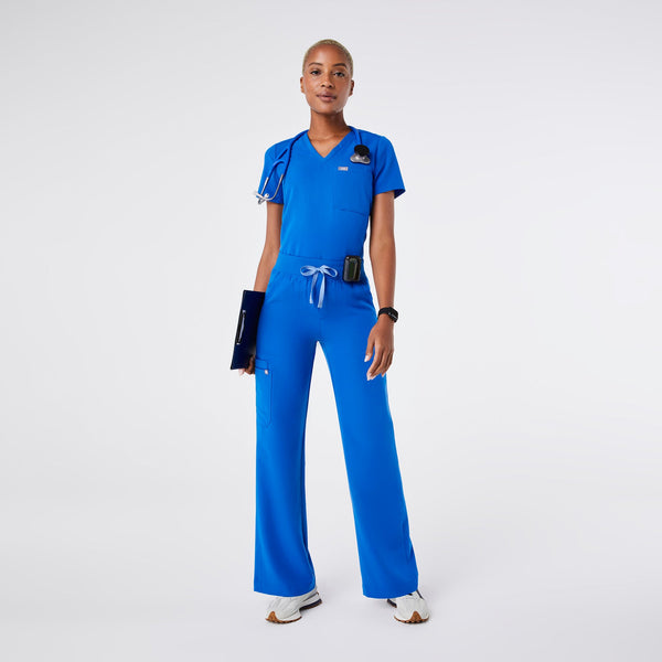 women's Royal Blue Isabel High-Rise Wide-Leg - Petite Scrub Pant