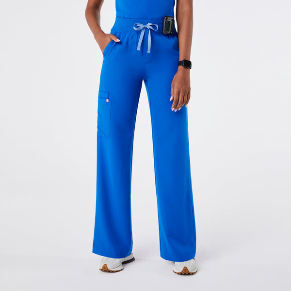 women's Royal Blue Isabel High-Rise Wide-Leg - Petite Scrub Pant