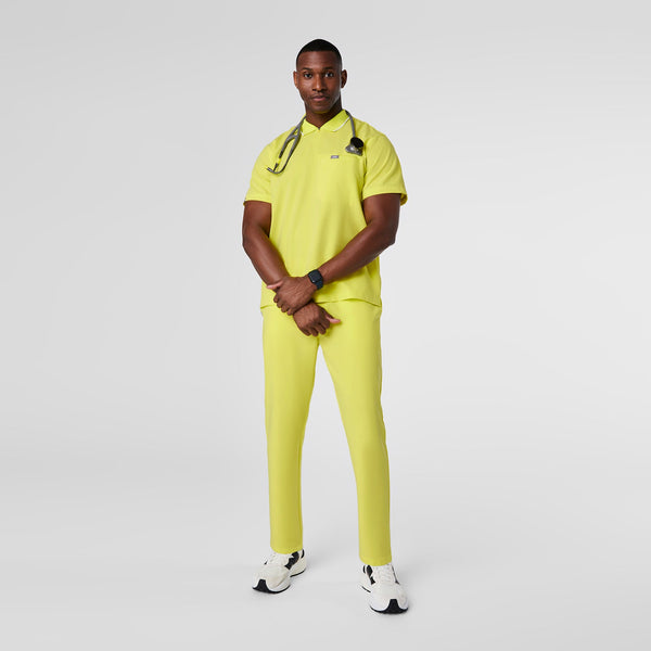 men's Serving Lime Jasper Polo - Scrub Top  ( White Stripe Collar)