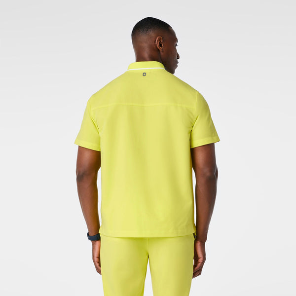 men's Serving Lime Jasper Polo - Scrub Top  ( White Stripe Collar)