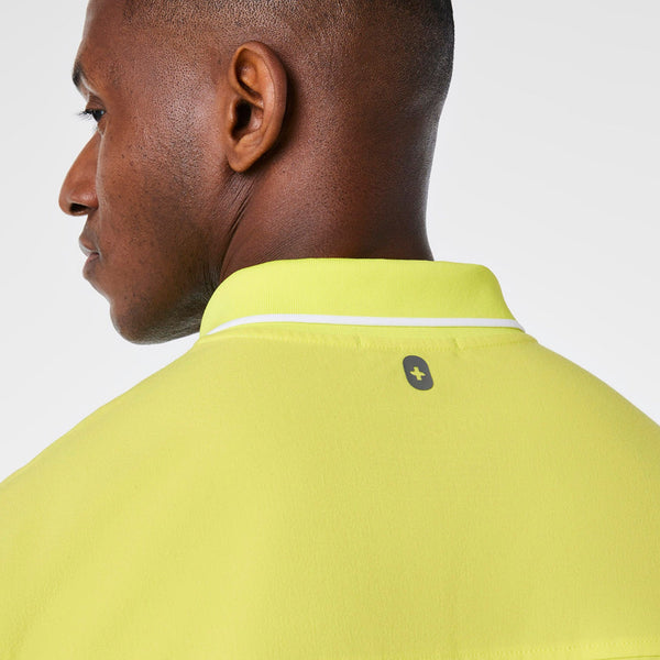 men's Serving Lime Jasper Polo - Scrub Top  ( White Stripe Collar)