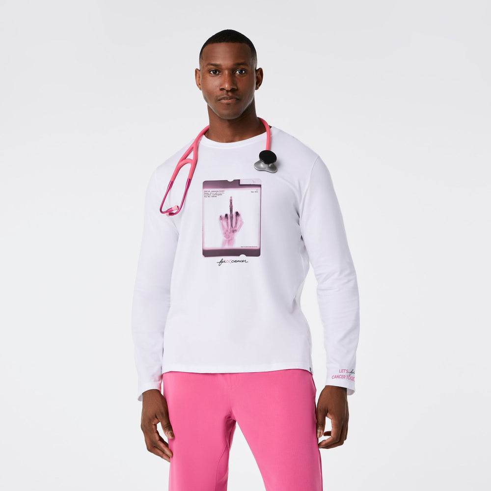 men's White F Cancer - Long-Sleeve Underscrub