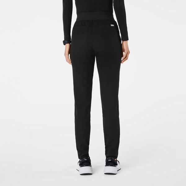 women's Black High-Rise Bristol Petite Slim Tapered Scrub Pant