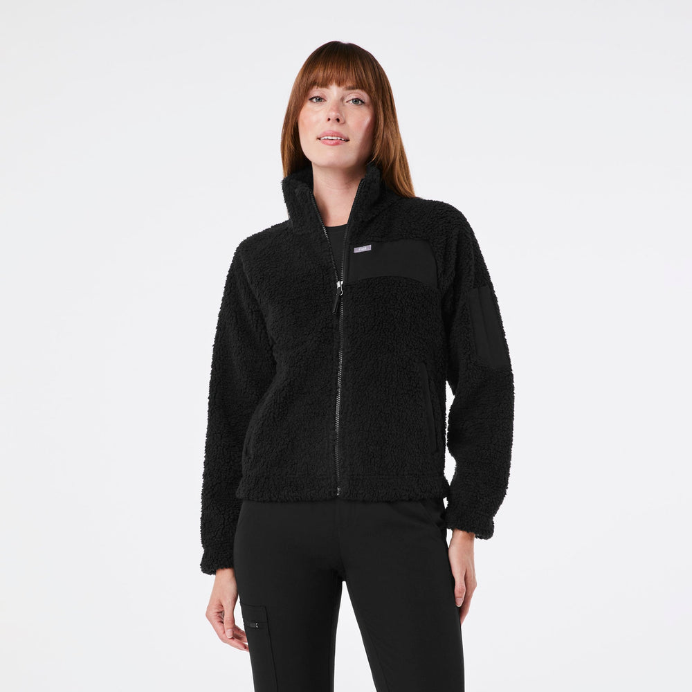 women's Black On-Shift High-Pile - Fleece Bomber Jacket™