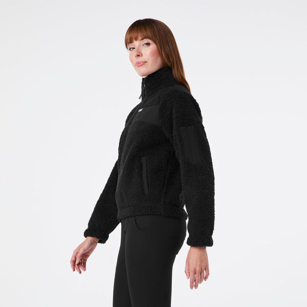 women's Black On-Shift High-Pile - Fleece Bomber Jacket™