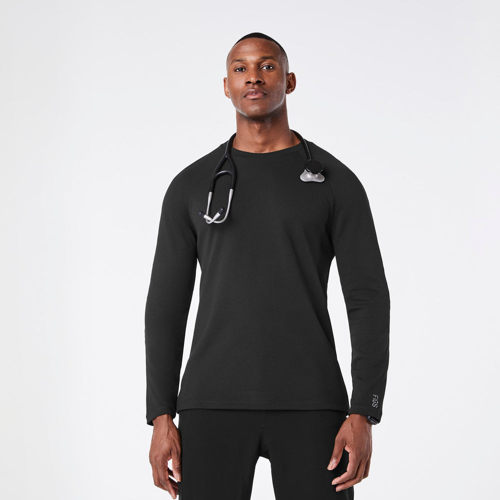 men's Black Waffle - Long-Sleeve Underscrub