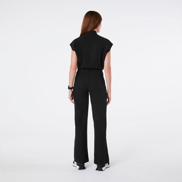 women's Black Rafaela Wide-Leg - Petite ScrubJumpsuit™