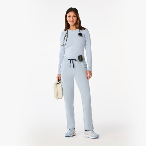 women's Dusty Blue Dowa High-Rise Straight-Leg - Petite Scrub Pant