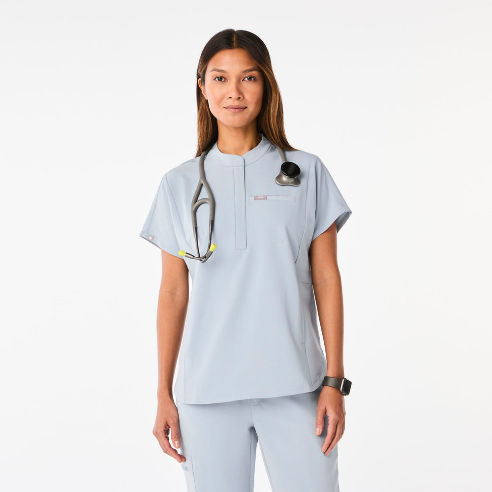 women's Dusty Blue Montex Relaxed Scrub Top