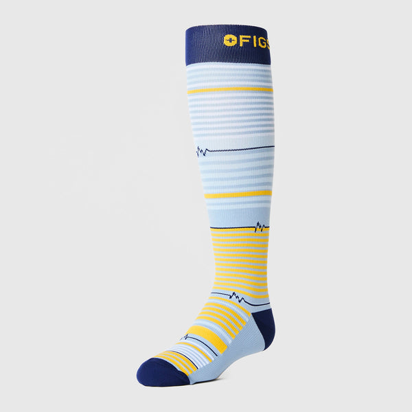 women's Dusty Blue Pulse Stripe Compression Socks