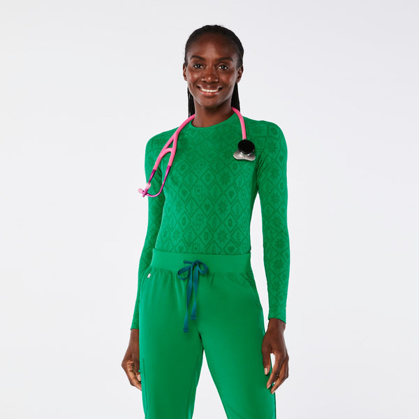 women's Fair Isle Evergreen Salta Seamless Long-Sleeve Underscrub