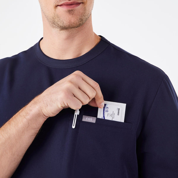 men's Navy Easton - Crewneck Scrub Top