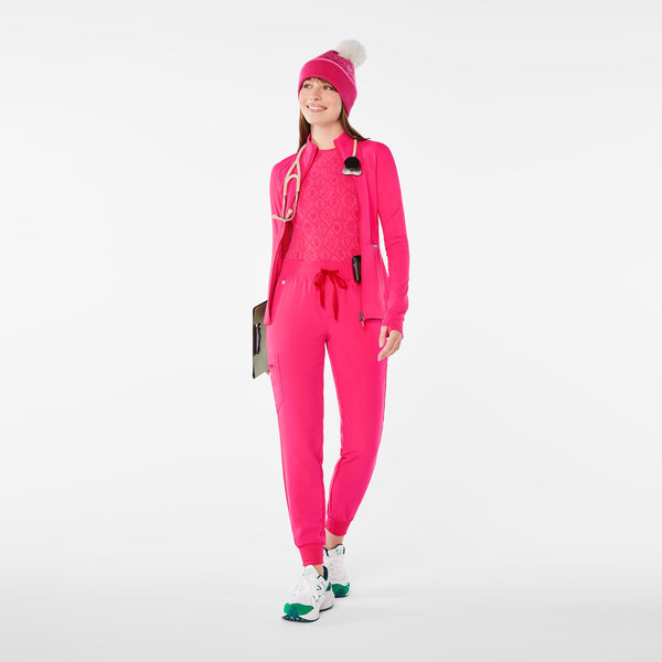 women's Shocking Pink ContourKnit Scrub Jacket