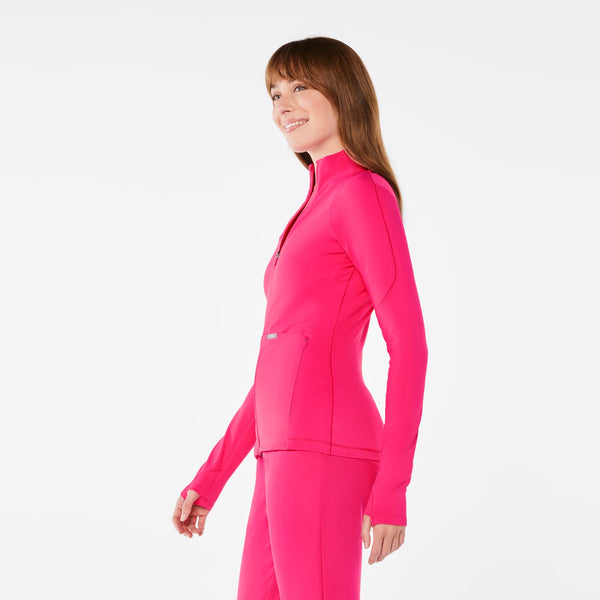 women's Shocking Pink ContourKnit Scrub Jacket